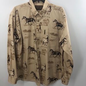 North River Mens 2XL XXL Button Down Horse Shirt